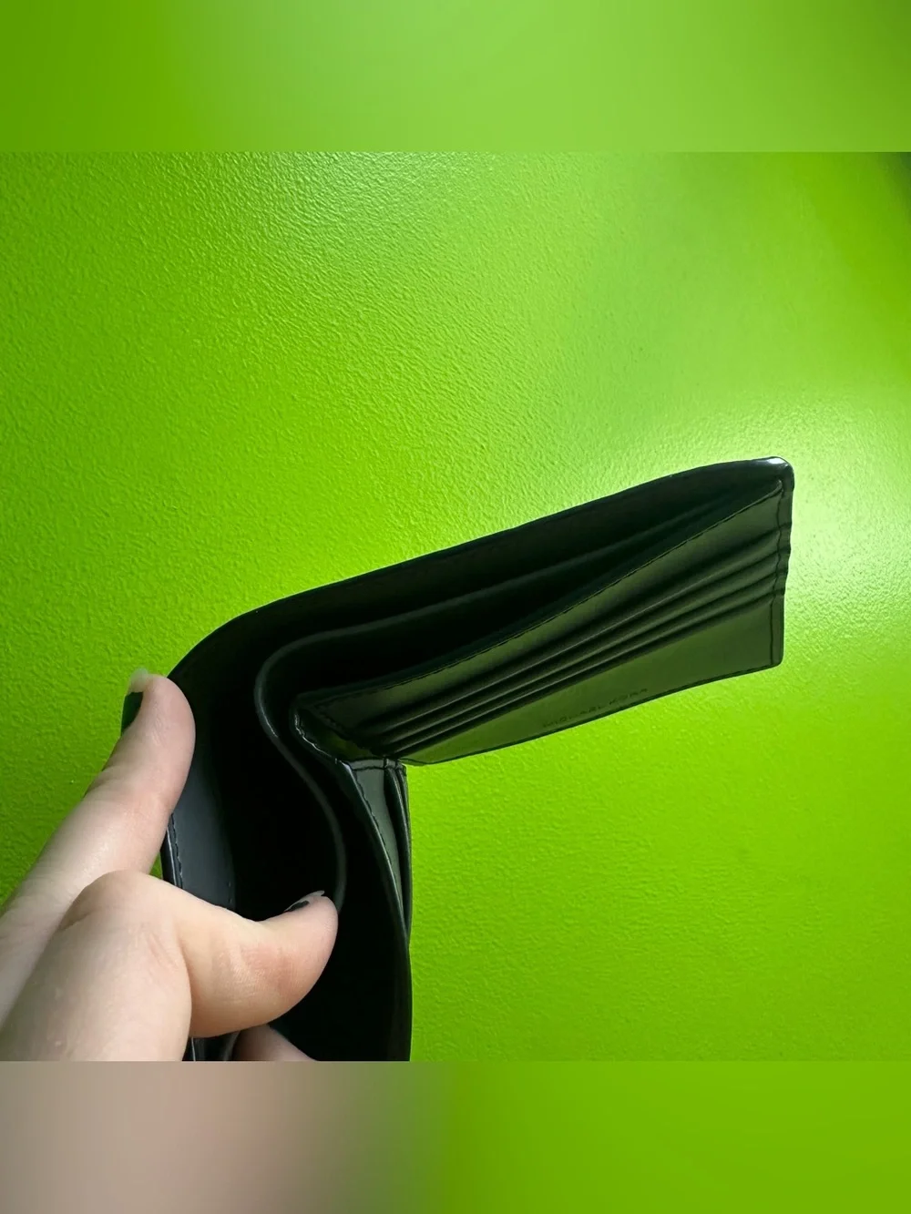 Michael Kors Black Leather Bi-Fold Wallet with MK Patch